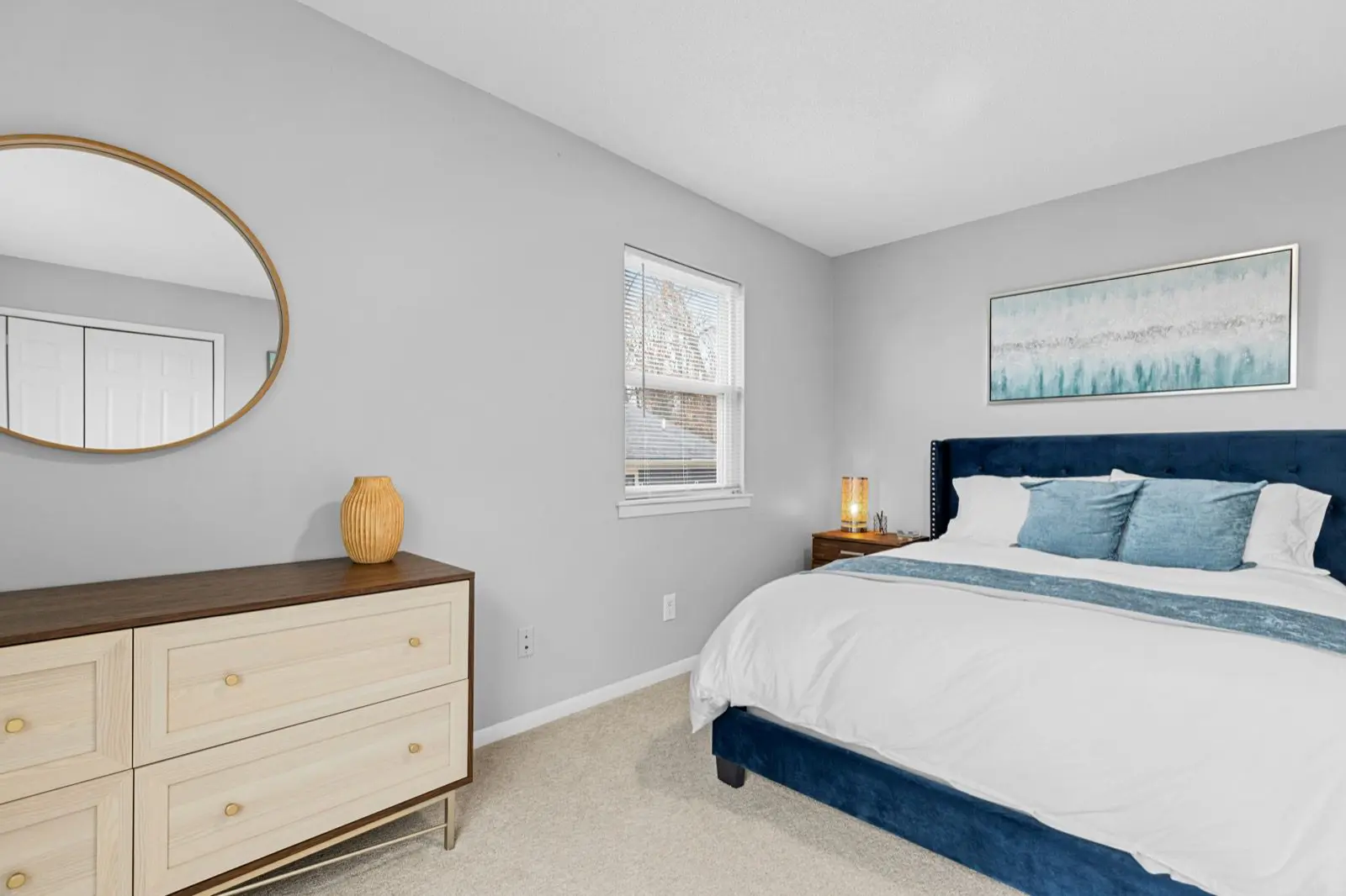 Grey painted walls in bedroom
