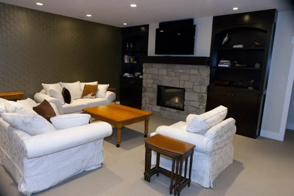 Home Renovation - Living room with gas fireplace