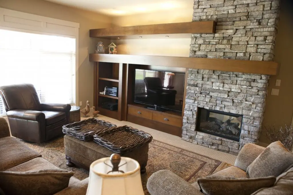 Home Renovation - Feature wall with gas fireplace and entertainment centre