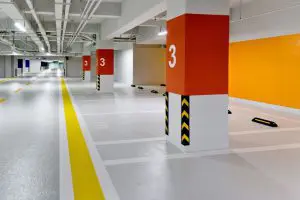 Freshly painted parkade