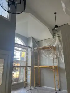 Scaffolding setup for interior painting