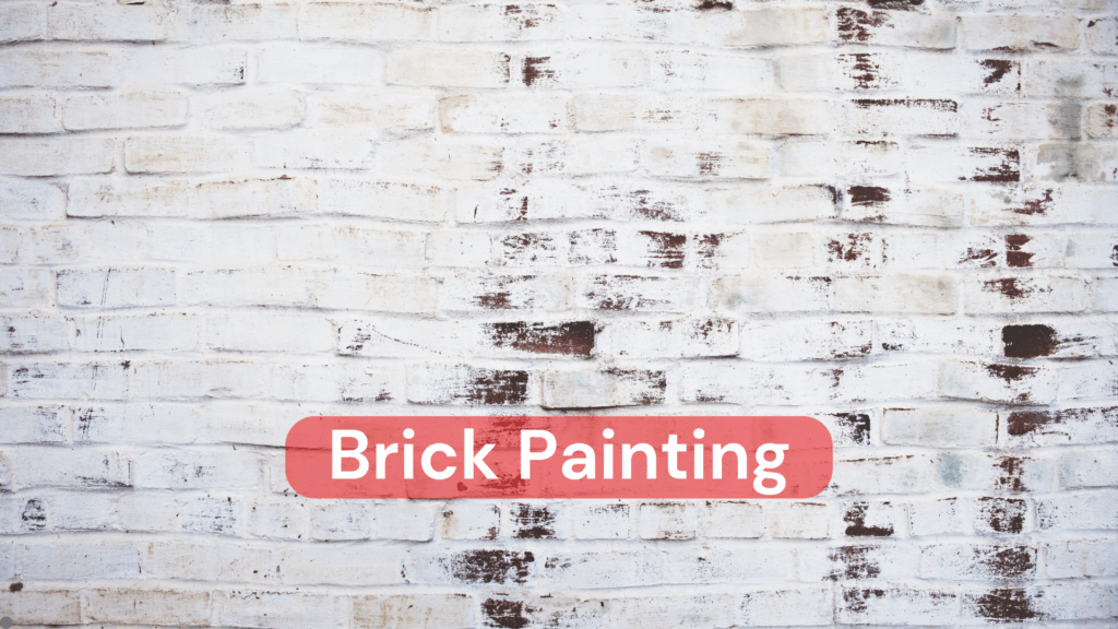 A red brick wall that has been painted with white paint