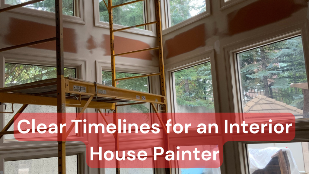 Scaffolding setup in a room for an interior house painter