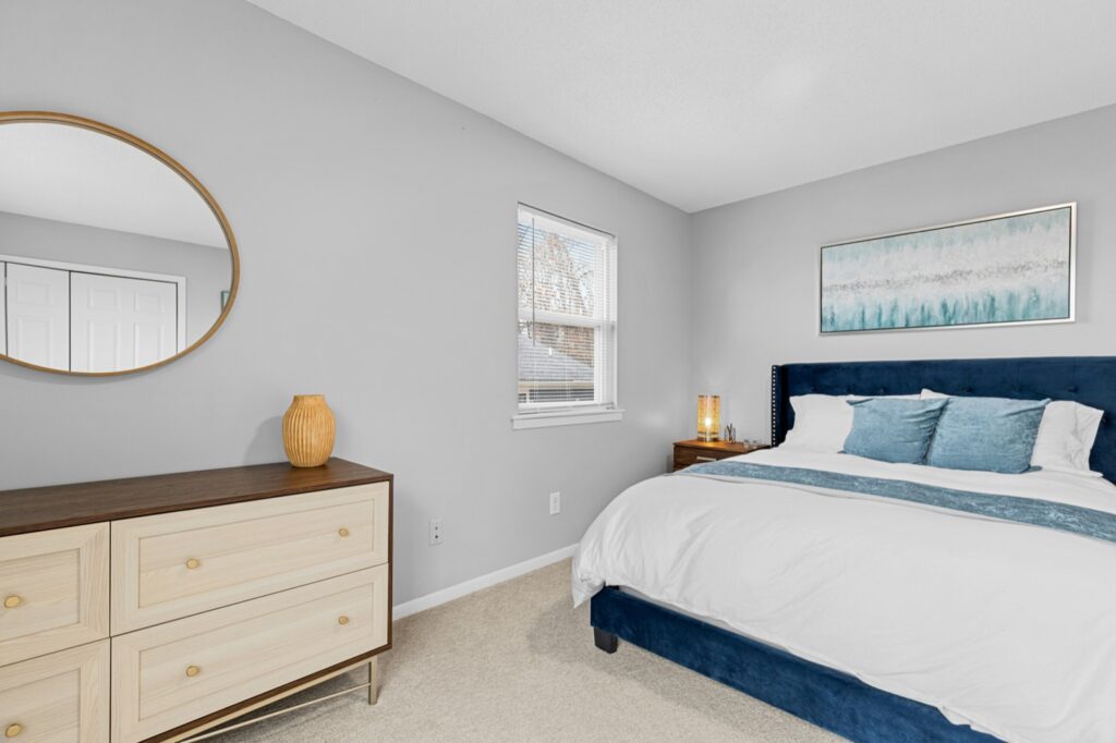 Bright and modern interior painting project in Edmonton, featuring precision wall and ceiling finishes.