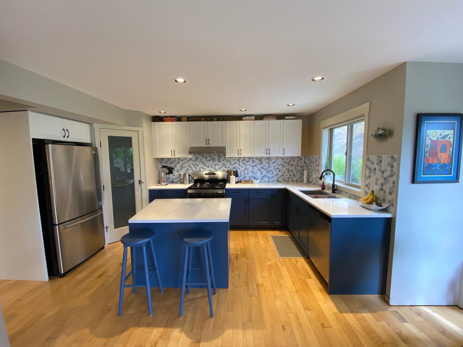 Modern kitchen with painted cabinets