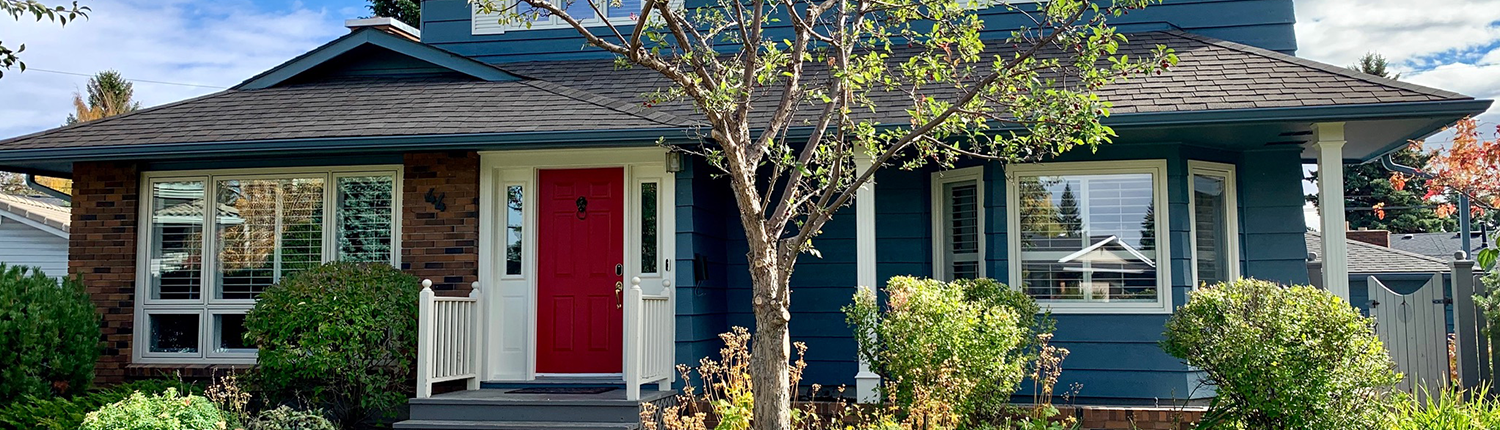 Exterior house, painted blue