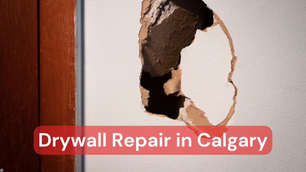 A large hole in drywall that is in need of repair