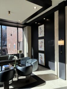 recent condominium painting of common relaxing space in condo building