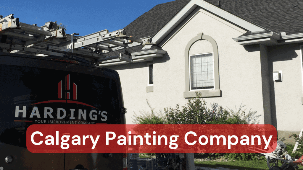 A Calgary painting company van parked in front of a home