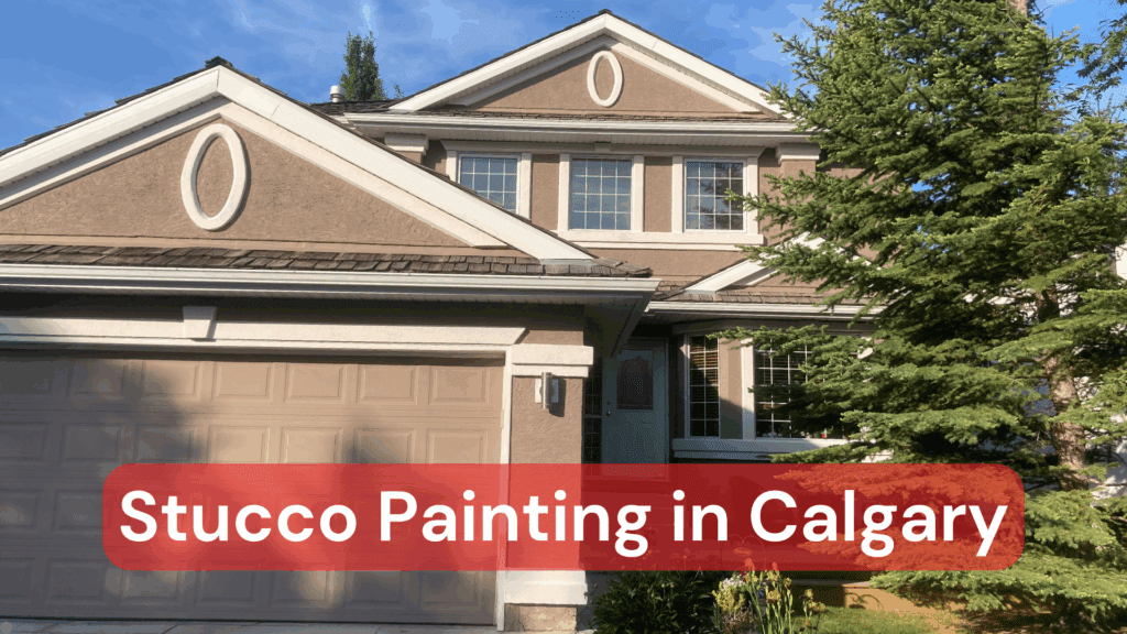 A stucco house in Calgary that was recently painted
