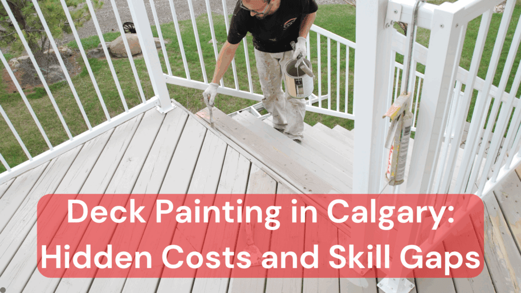 A professional doing some deck painting in Calgary