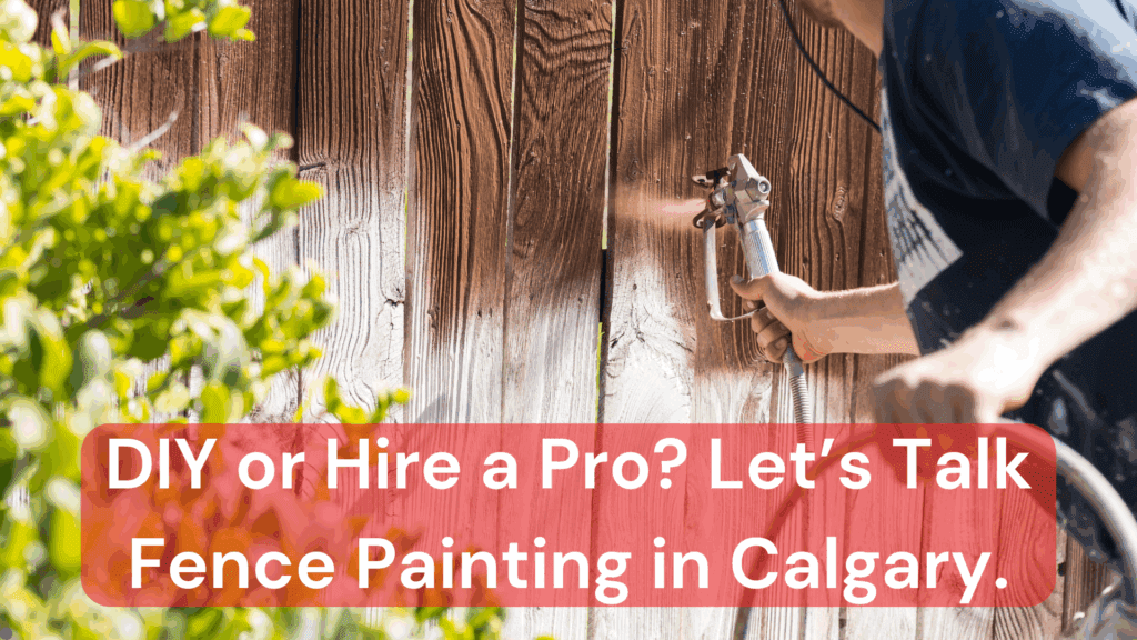 A professional doing some fence painting in Calgary