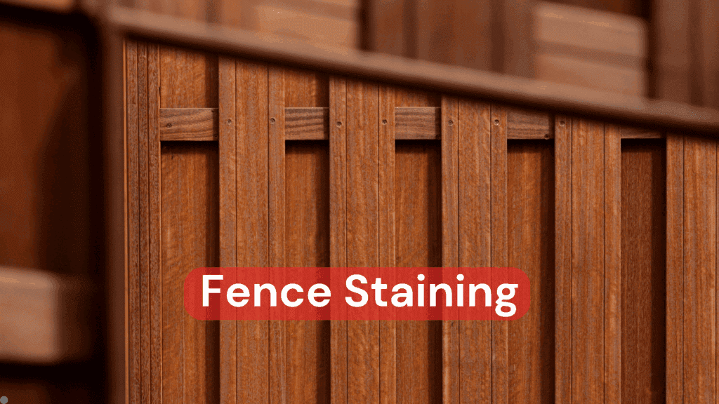 A freshly stained fence highlighting the wood grain