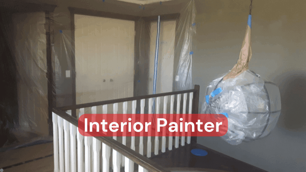 A room taped off and prepped for an interior painter