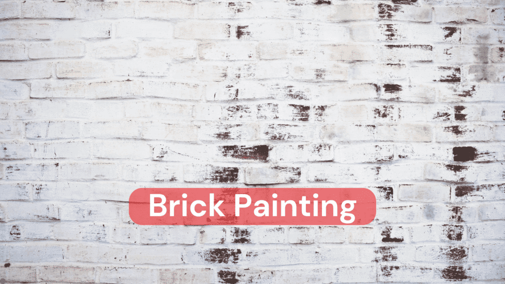 A red brick wall that has been painted with white paint