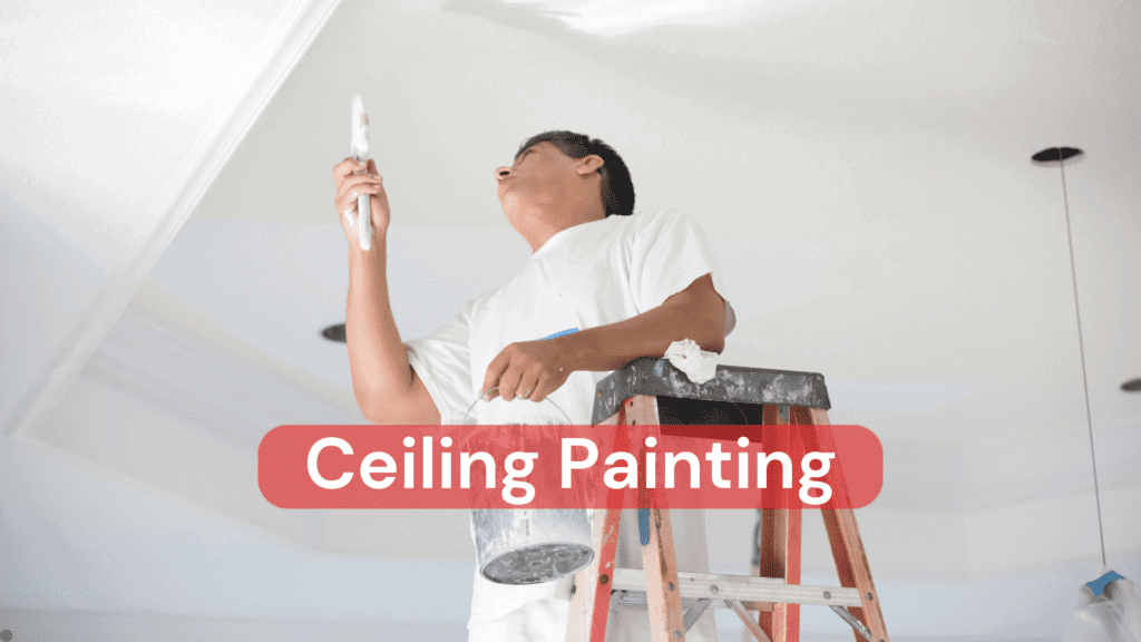 A professional painter working on ceiling painting