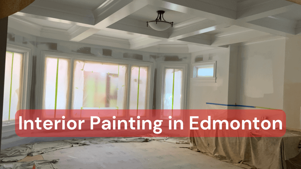 A living room receiving interior painting in Edmonton