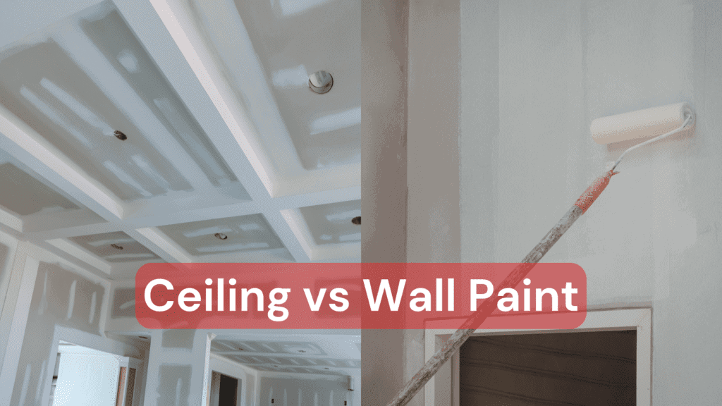 Ceiling vs wall paint with 2 side by side photos showing the difference