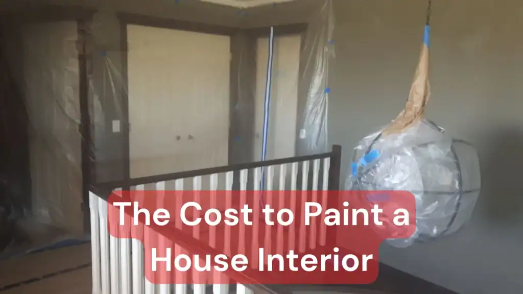 A house interior taped off for painting