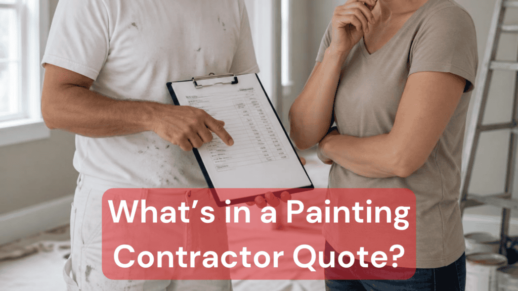 A painting contractor showing a client a breakdown of the quote for the project.
